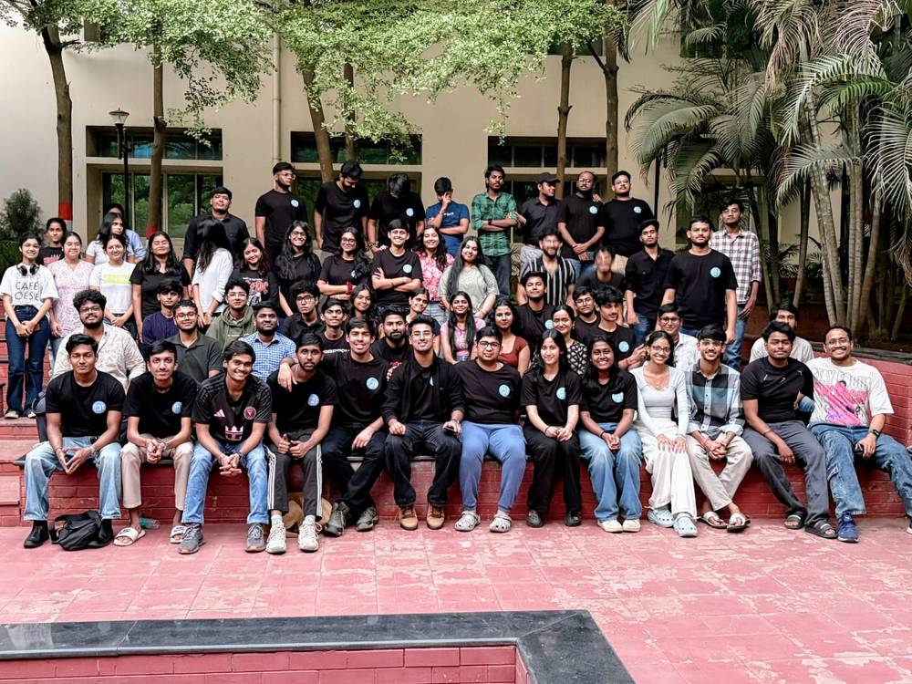 Full IoT Lab group photo on the red steps at KIIT